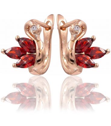 Серьги позолота «Лебедь» 3 узких камня