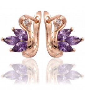 Сережки Xuping позолота "Лебідь" 3 вузькі камені