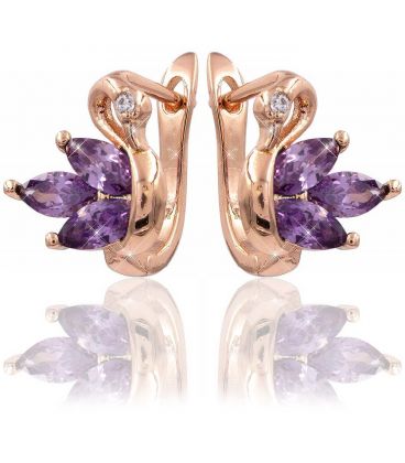 Сережки Xuping позолота "Лебідь" 3 вузькі камені