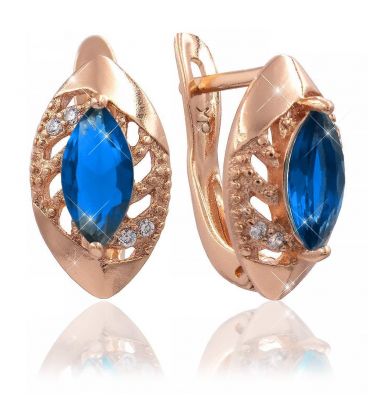 Сережки позолота Вузький камінь