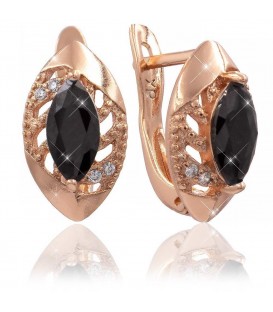 Серьги позолота "Узкий камень на основании"