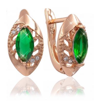 Сережки позолота Вузький камінь