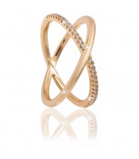 Кольцо “Пересечение” лимонная позолота (Медицинское золото)