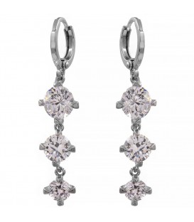 Сережки-підвіски «Ниточка з каміння» родій