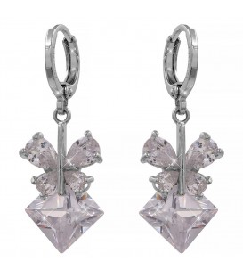 Серьги-подвески «Бабочка на ромбе» родий