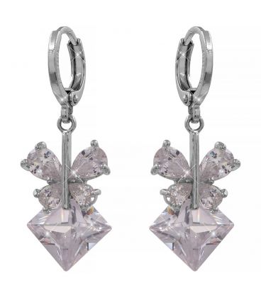 Сережки-підвіски «Метелик на ромбі» родій