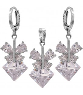 Набір сережки+підвіска «Метелик на ромбі» родій