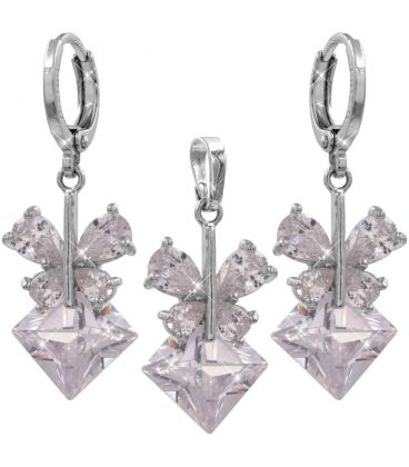 Набір сережки+підвіска «Метелик на ромбі» родій