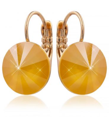 Сережки Swarovski лимонна позолота (Медичне золото)