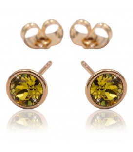 Сережки-гвоздики Swarovski лимонна позолота (Медичне золото)