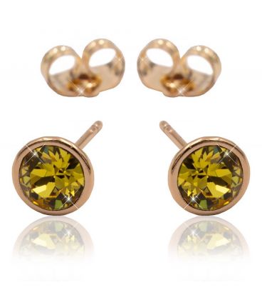 Сережки-гвоздики Swarovski лимонна позолота (Медичне золото)