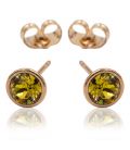 Сережки-гвоздики Swarovski лимонна позолота (Медичне золото)