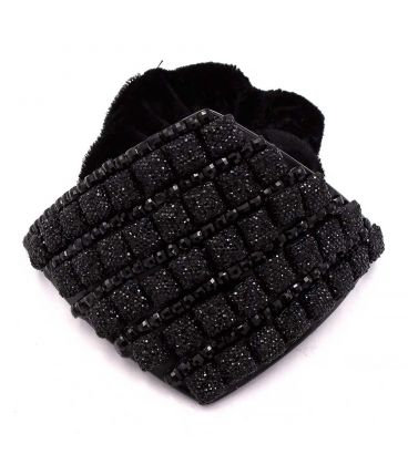 Гумка для волосся з брошкою велюрова