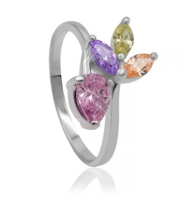 Кольцо “Лепестки” родиум