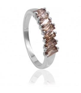 Кільце "Димчастий кварц", родіум