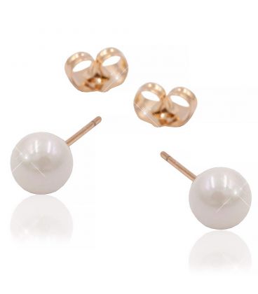 Серьги-гвоздики «Жемужинка» лимонная позолота (Медицинское золото)