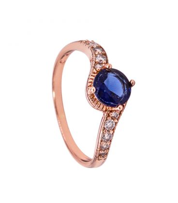 Кольцо позолота "Цветок с синим камнем"