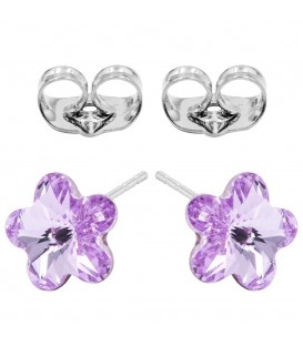 Сережки-гвоздики Swarovski Квітка-камінь 0,6 см (без основи) срібло 925