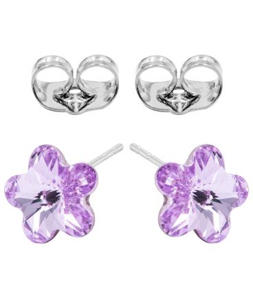 Серьги-гвоздики Swarovski Цветок-камень 0,6 см (без основания) серебро 925