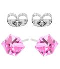 Сережки-гвоздики Swarovski Кубик 0,4 см срібло 925