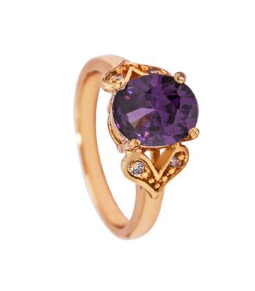 Кольцо лимонная позолота "Овальный камень"