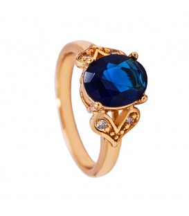 Кольцо лимонная позолота "Овальный камень"