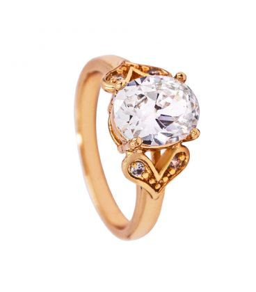 Кільце лимонна позолота "Овальний камінь"