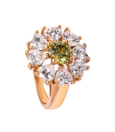 Кільце лимонна позолота "Кругла квітка"