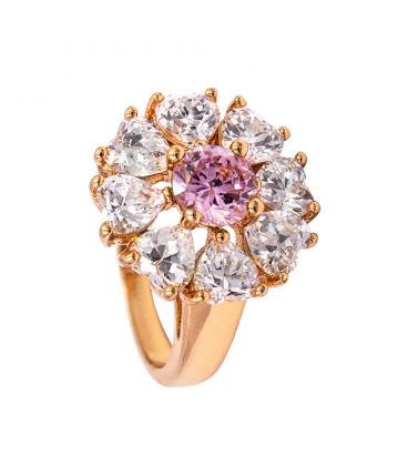 Кольцо лимонная позолота "Круглый цветок"