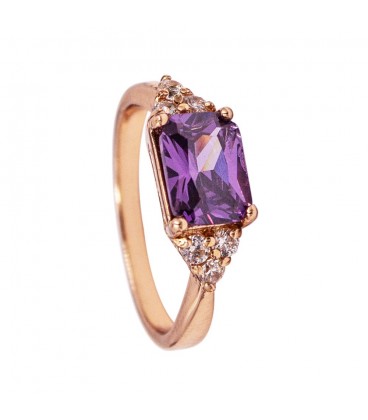 Кольцо позолота прямоугольный камень