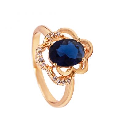 Кольцо лимонная позолота "Овальный камень"