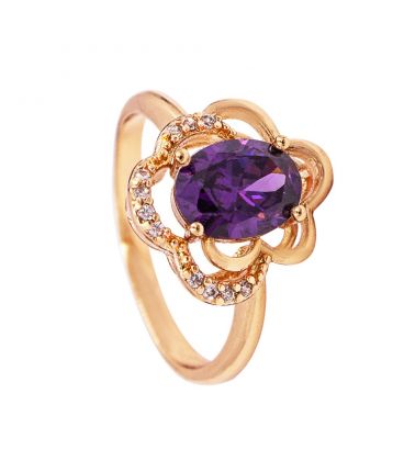 Кільце лимонна позолота "Овальний камінь"