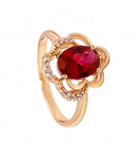 Кольцо лимонная позолота "Овальный камень"