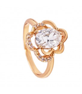 Кольцо лимонная позолота "Овальный камень"