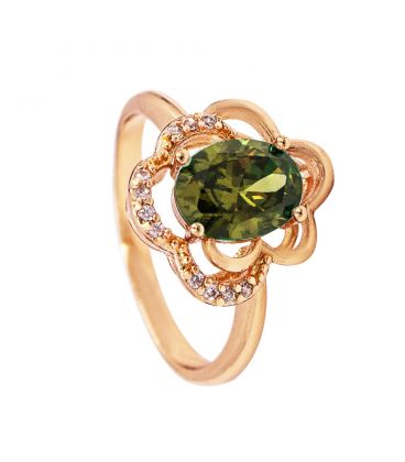 Кольцо лимонная позолота "Овальный камень"