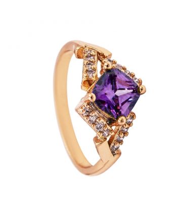 Кольцо лимонная позолота "Камень ромб"