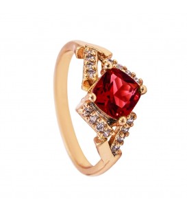 Кольцо лимонная позолота "Камень ромб"