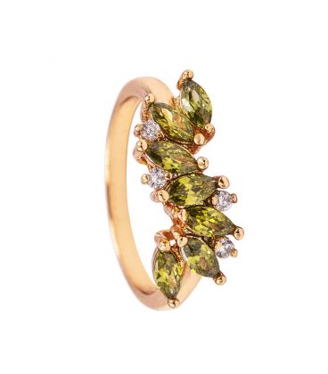 Кільце лимонна позолота "Хвиля каміння"