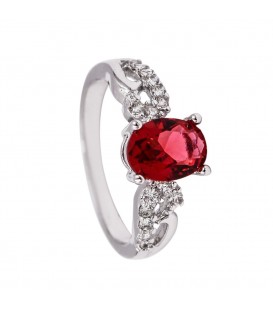 Кольцо родий "Овальный камень"