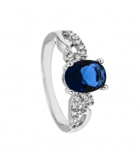 Кольцо родий "Овальный камень"