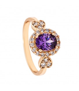 Кольцо лимонная позолота овальный камень