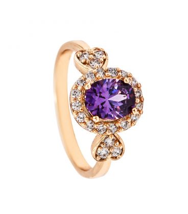 Кольцо лимонная позолота овальный камень