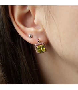 Серьги позолота Квадратный камень (0,8)