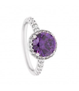 Кольцо родиум с малиновым цирконием