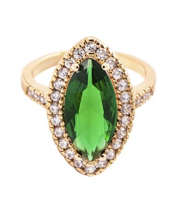 Кольцо Xuping лимонная позолота Маркиз с зеленым цирконом медицинское золото