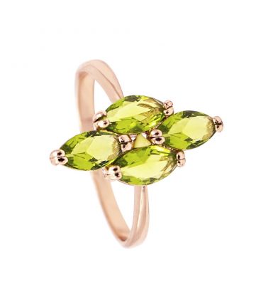 Кольцо позолота "Ромб из 4х узких камней"