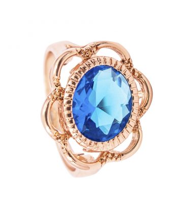 Кільце позолота "Перстень – блакитний камінь"