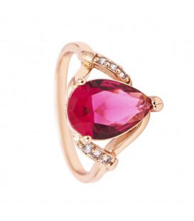 Кольцо позолота Капля-камень