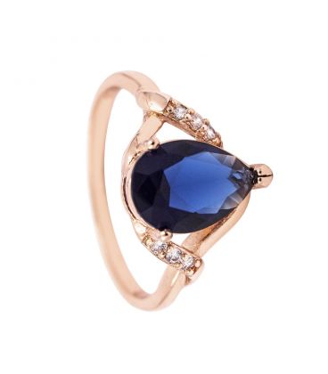 Кольцо позолота Капля-камень