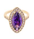 Кільце Xuping лимонна позолота Маркіз із фіолетовим цирконом медичне золото